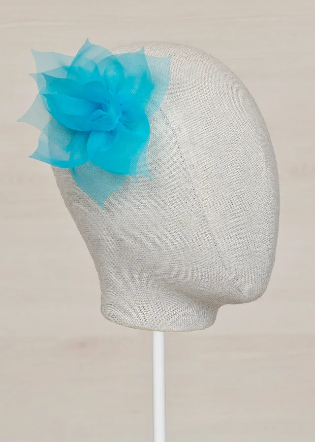 ABEL & LULA Kvet modrý do vlasov tylový Organza flower blue 5435 | Welcomebaby.sk