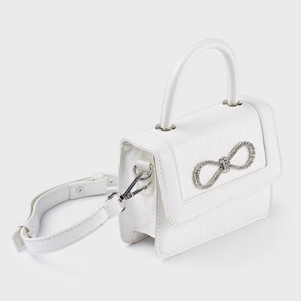 MAYORAL Kabelka biela s kovovou mašľou Handbag white 10492 | Welcomebaby.sk