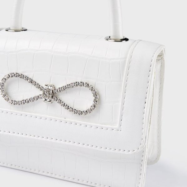 MAYORAL Kabelka biela s kovovou mašľou Handbag white 10492 | Welcomebaby.sk