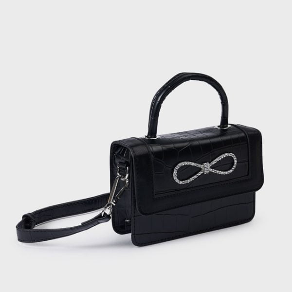 MAYORAL Kabelka čierna s kovovou mašľou Handbag black 10492 | Welcomebaby.sk