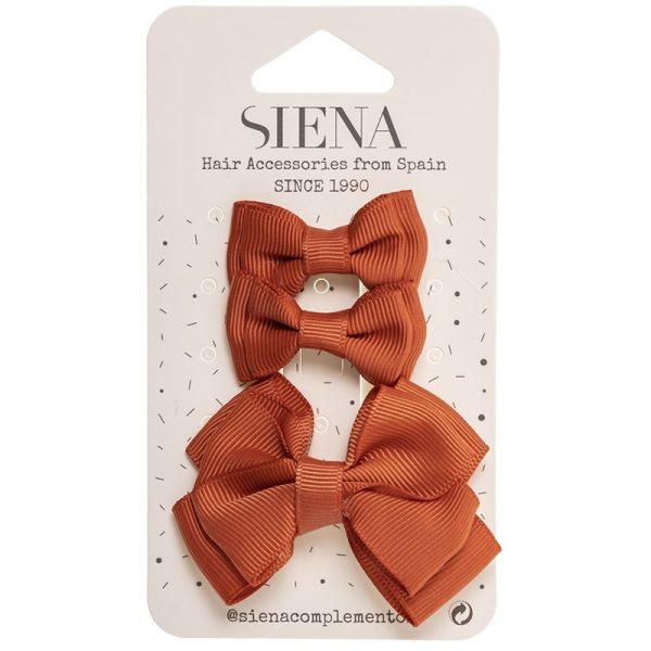 SIENA Elegantná mašľa brick oranžová do vlasov Siena Pack of three hairbow hair clips in two sizes | Welcomebaby.sk