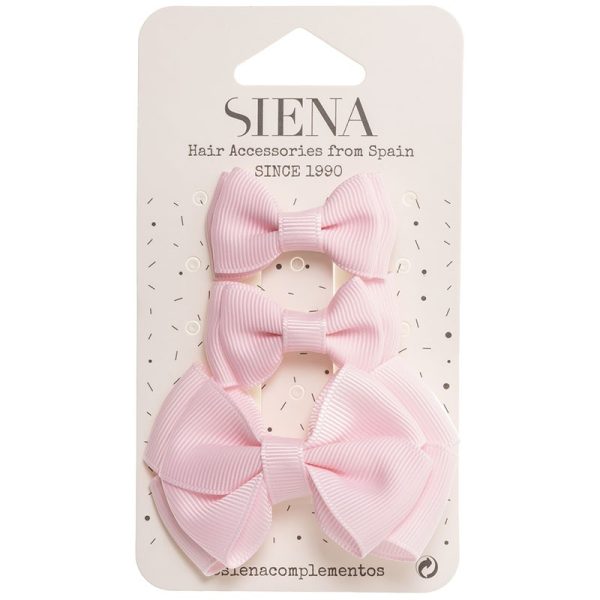 SIENA Elegantná mašľa ružová light pink do vlasov Siena Pack of three hairbow hair clips in two sizes | Welcomebaby.sk