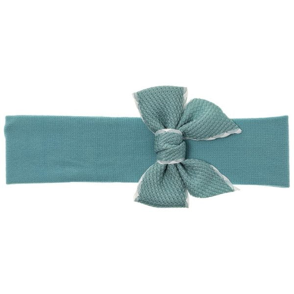 Dievčenská čelenka smaragdová s pikovou mašľou Headband with piqué hairbow esmerald | Welcomebaby.sk