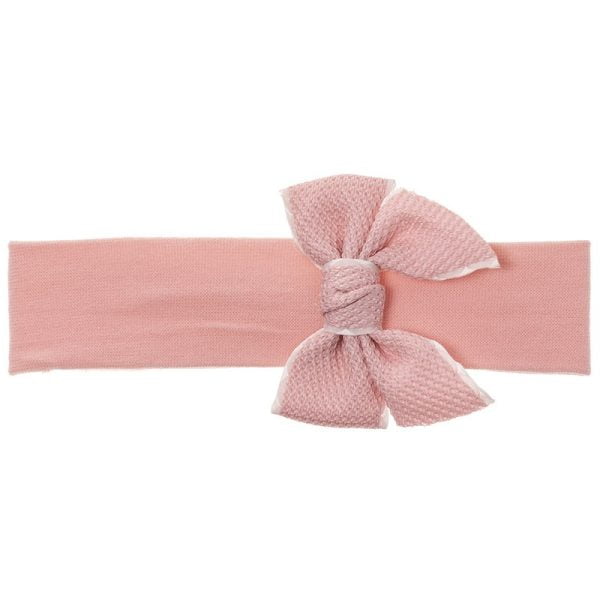 Dievčenská čelenka ružová s pikovou mašľou Headband with piqué hairbow light pink | Welcomebaby.sk