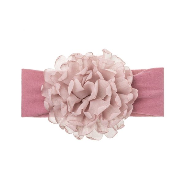 Čelenka tmavá ružová s veľkým kvetom pre bábätká Headband baby with extra large chiffon flower antique pink | Welcomebaby.sk