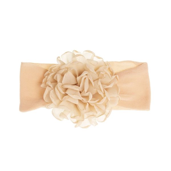 Čelenka béžová s veľkým kvetom pre bábätká Headband baby with extra large schiffon flower beige | Welcomebaby.sk