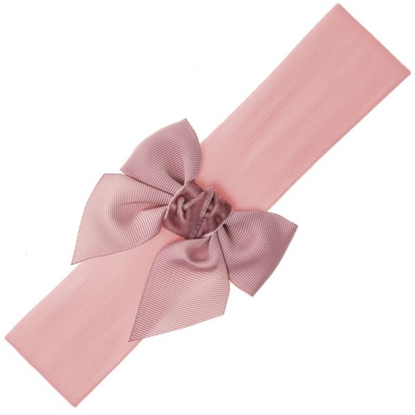 Čelenka tmavá ružová s kombinovanou mašľou Headband with combined hairbow antique pink | Welcomebaby.sk