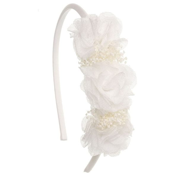 SIENA Dievčenská čelenka s kvetmi biela Hairband flower white 215107037 | Welcomebaby.sk