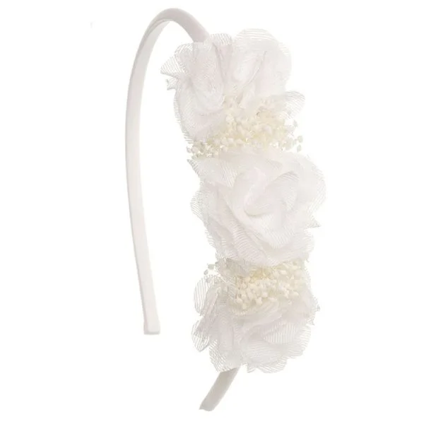 SIENA Dievčenská čelenka s kvetmi biela Hairband flower white 215107037 | Welcomebaby.sk