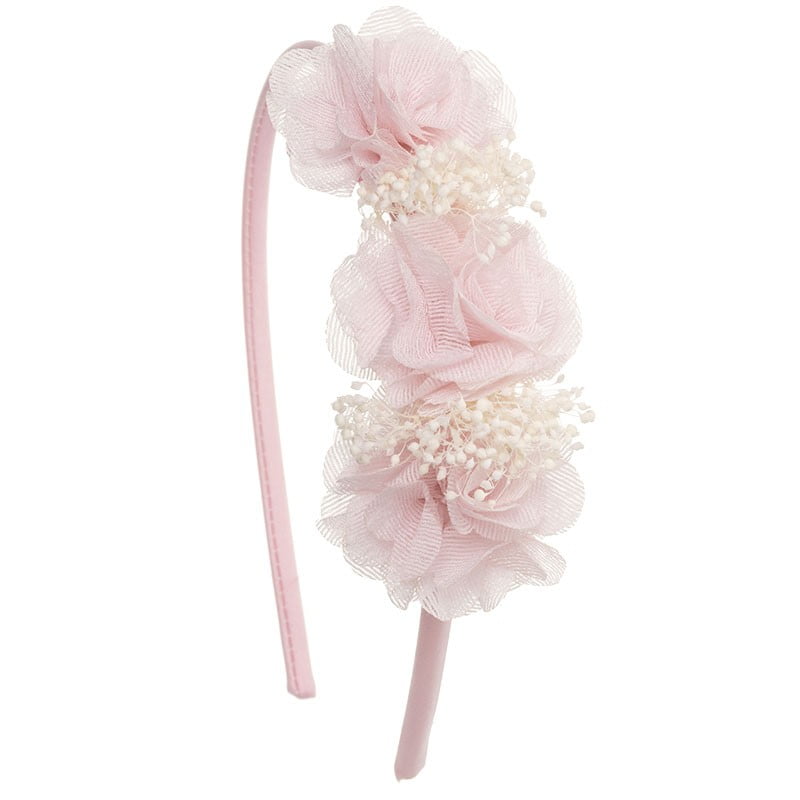 SIENA Dievčenská ružová čelenka s kvetmi Hairband flower light pink 215107037 | Welcomebaby.sk