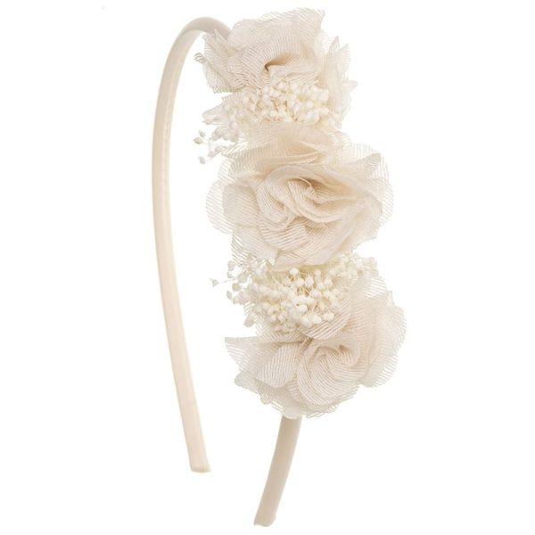 SIENA Dievčenská krémová čelenka s kvetmi Hairband flower beige 215107037 | Welcomebaby.sk