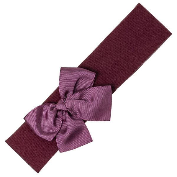 Čelenka tmavá rúžová so saténovou mašľou Headband with hairbow dark antique pink 265107430 | Welcomebaby.sk