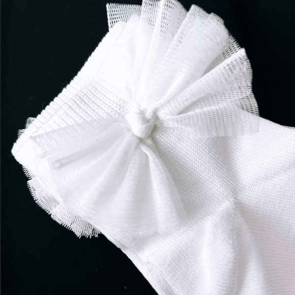 MEIA PATA Ponožky biele s tylovou mašľou Socks white tulle knot bow 3055S | Welcomebaby.sk