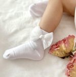 MEIA PATA Ponožky biele s tylovou mašľou Socks white tulle knot bow 3055S | Welcomebaby.sk