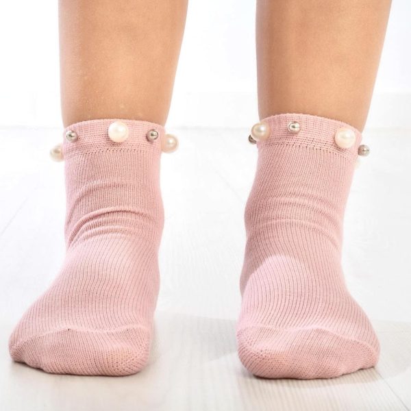 MEIA PATA Ponožky ružové s perlami Short socks pearl baby pink 3033S | Welcomebaby.sk