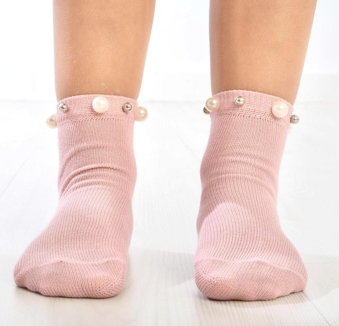 MEIA PATA Ponožky ružové s perlami Short socks pearl baby pink 3033S | Welcomebaby.sk