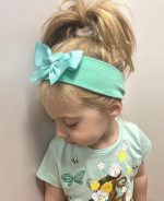 Čelenka aqua modrozelená so saténovou mašľou Headband with hairbow 265107430 | Welcomebaby.sk