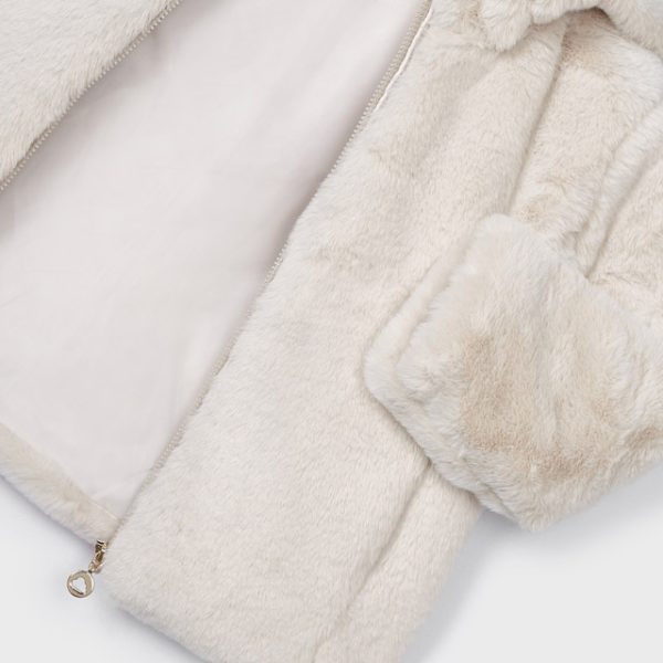 MAYORAL Dievčenská kožušinová bunda krémová Fur coat cream 4407 | Welcomebaby.sk