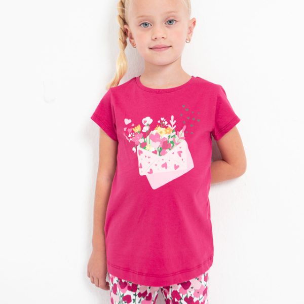 MAYORAL Dievčenské tričko s krátkym rukávom a potlačou ružové Tshirt with short sleeves pink 3070 | Welcomebaby.sk