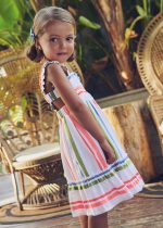 MAYORAL Pruhované šaty biele Stripes dress 3932 | Welcomebaby.sk