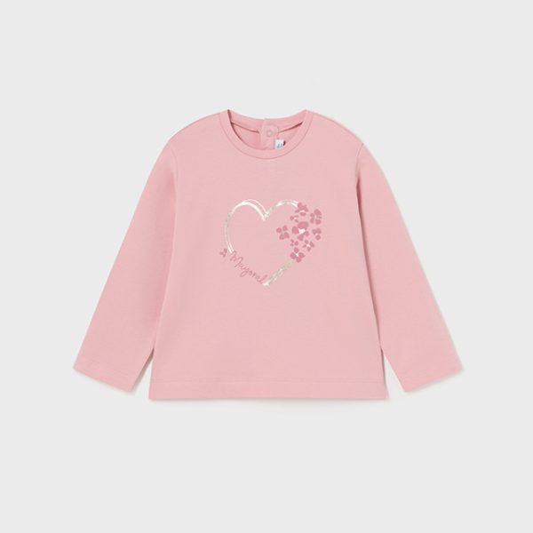 MAYORAL Dievčenské tričko ružové s dlhým rukávom srdiečka Long sleeve t-shirt pink 116 | Welcomebaby.sk