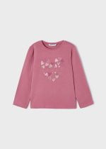 MAYORAL Dievčenské tričko s dlhým rukávom so srdiečkami ružové Long sleeve T-shirt orchid 178 | Welcomebaby.sk