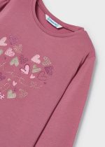 MAYORAL Dievčenské tričko s dlhým rukávom so srdiečkami ružové Long sleeve T-shirt orchid 178 | Welcomebaby.sk