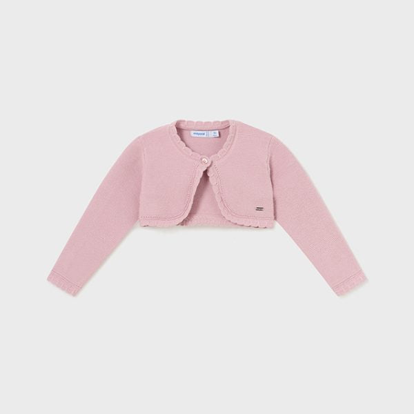 MAYORAL Dievčenské bolerko s jemným vzorom ružové Basic knit cardigan rosado 308 | Welcomebaby.sk