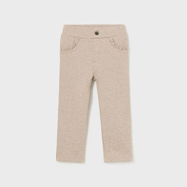 MAYORAL Dievčenské dlhé nohavice s vreckovým lemovaním svetlohnedé Fleece basic trousers hazelnut 560 | Welcomebaby.sk