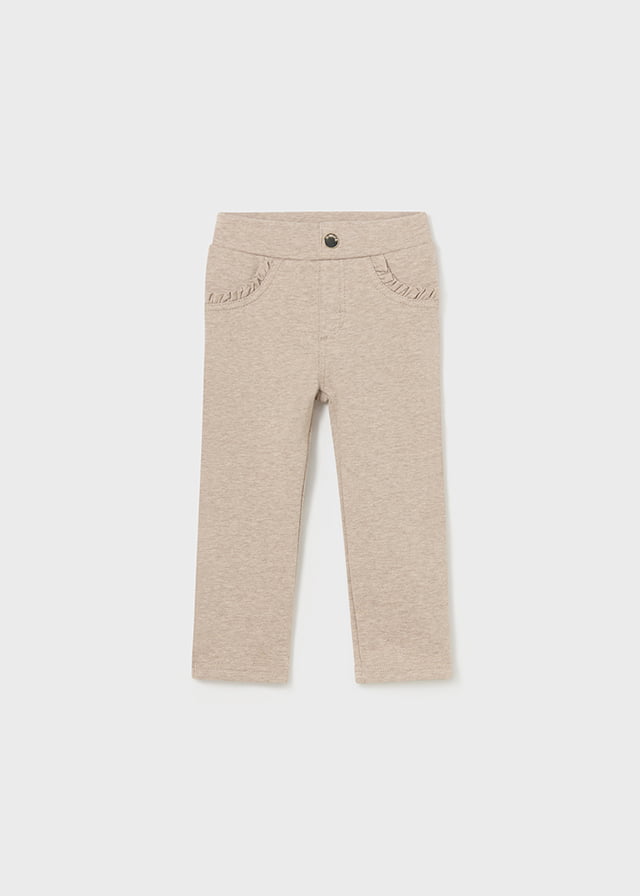 MAYORAL Dievčenské dlhé nohavice s vreckovým lemovaním svetlohnedé Fleece basic trousers hazelnut 560 | Welcomebaby.sk