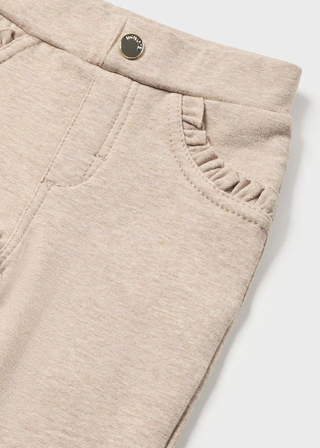 MAYORAL Dievčenské dlhé nohavice s vreckovým lemovaním svetlohnedé Fleece basic trousers hazelnut 560 | Welcomebaby.sk