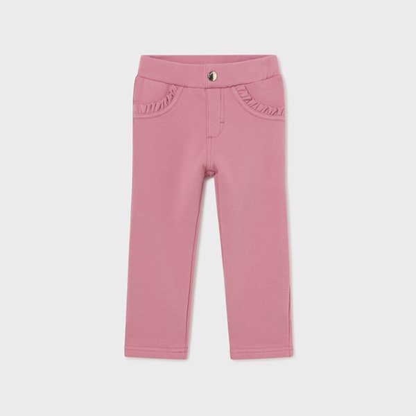 MAYORAL Dievčenské dlhé nohavice s vreckovým lemovaním svetloružové Fleece basic trousers blush 560 | Welcomebaby.sk