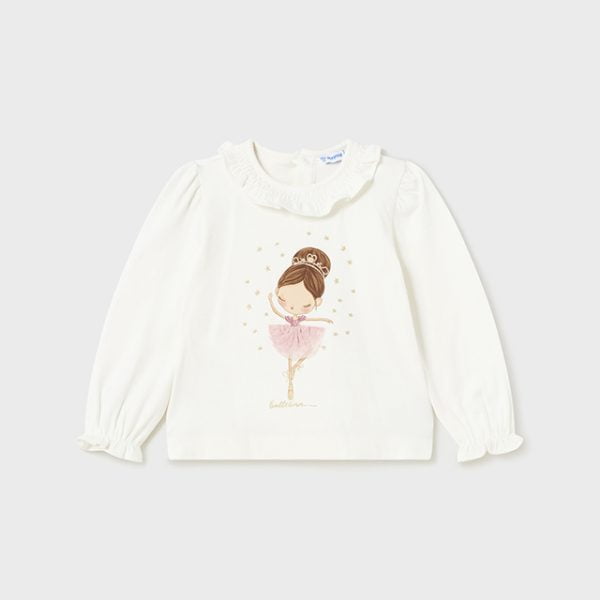 MAYORAL Dievčenské tričko baletka biele s dlhým rukávom Long sleeve tshirt ballerina 2006 | Welcomebaby.sk