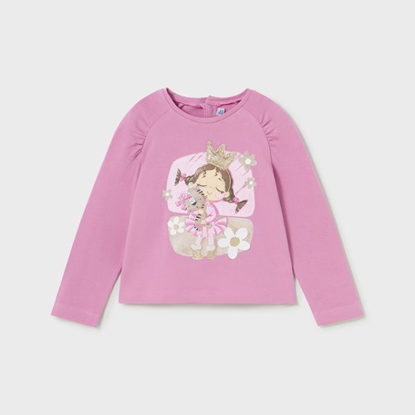 MAYORAL Dievčenské tričko s dlhým rukávom a potlačou ružové Long sleeve tshirt pink 2010 | Welcomebaby.sk