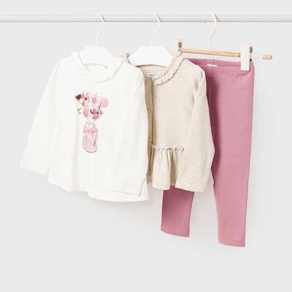 MAYORAL Dievčenský legínový set s tričkom a svetríkom Leggings set 2764 | Welcomebaby.sk