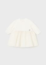 MAYORAL Dievčenské elegantné šaty krémové Pleated knit tulle dress for baby natural 2858 | Welcomebaby.sk