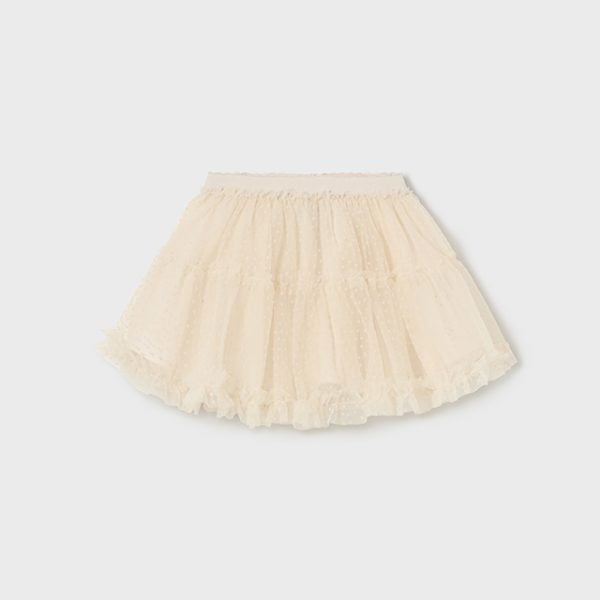 MAYORAL Dievčenská tylová sukňa s bodkami krémová Tulle skirt chickpea 2967 | Welcomebaby.sk