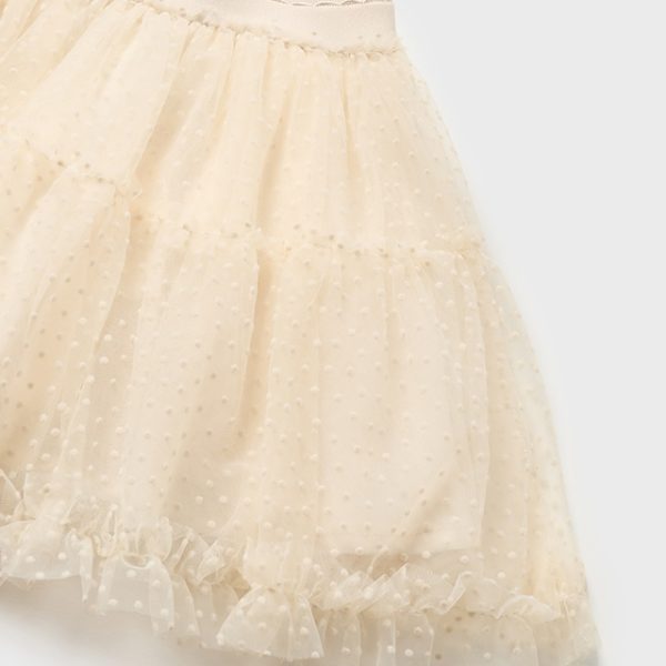 MAYORAL Dievčenská tylová sukňa s bodkami krémová Tulle skirt chickpea 2967 | Welcomebaby.sk