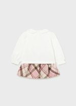 MAYORAL Sukňový set s tričkom s dlhým rukávom a károvanou sukňou ružový Plaid skirt set rose 2995 | Welcomebaby.sk