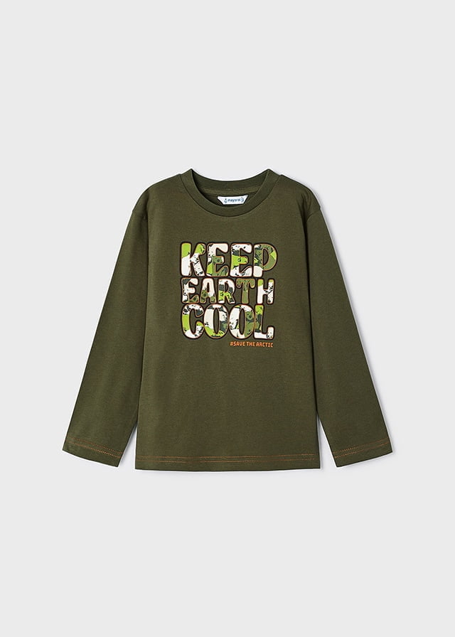 MAYORAL Chlapčenské tričko s dlhým rukávom a s nápisom zelené Long sleeved tshirt green 4037 | Welcomebaby.sk