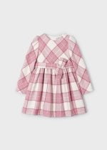 MAYORAL Dievčenské kárované šaty s dlhým rukávom ružové Plaid dress pink 4910 | Welcomebaby.sk