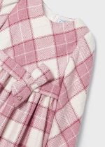 MAYORAL Dievčenské kárované šaty s dlhým rukávom ružové Plaid dress pink 4910 | Welcomebaby.sk