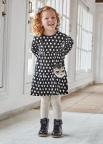 MAYORAL Dievčenské šaty so srdiečkami a s kabelkou čierne Patterned dress with bag black 4932 | Welcomebaby.sk