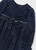 ABEL & LULA Dievčenské zamatové bodkované šaty s dlhým rukávom tmavomodré Polka dot velvet dress navy 5506 | Welcomebaby.sk