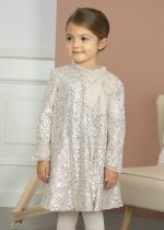 ABEL & LULA Flitrované šaty zlaté s dlhým rukávom a mašľou Glitter dress sand 5532 | Welcomebaby.sk