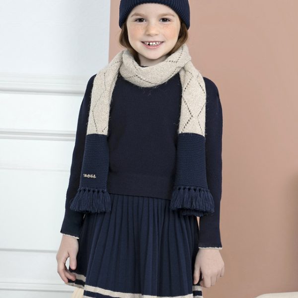 ABEL & LULA Dievčenský pletený sukňový set so svetríkom tmavomodrý Tricot skirt navy 5552 | Welcomebaby.sk