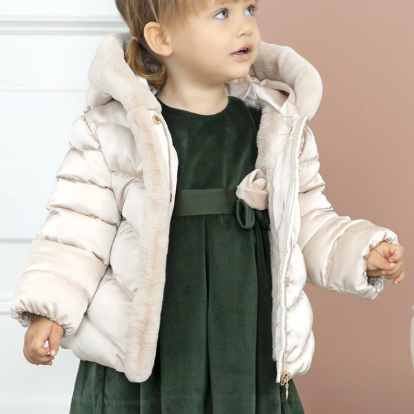 ABEL & LULA Dievčenský saténový kabát pre bábätká béžový Satin coat beige 5847 | Welcomebaby.sk