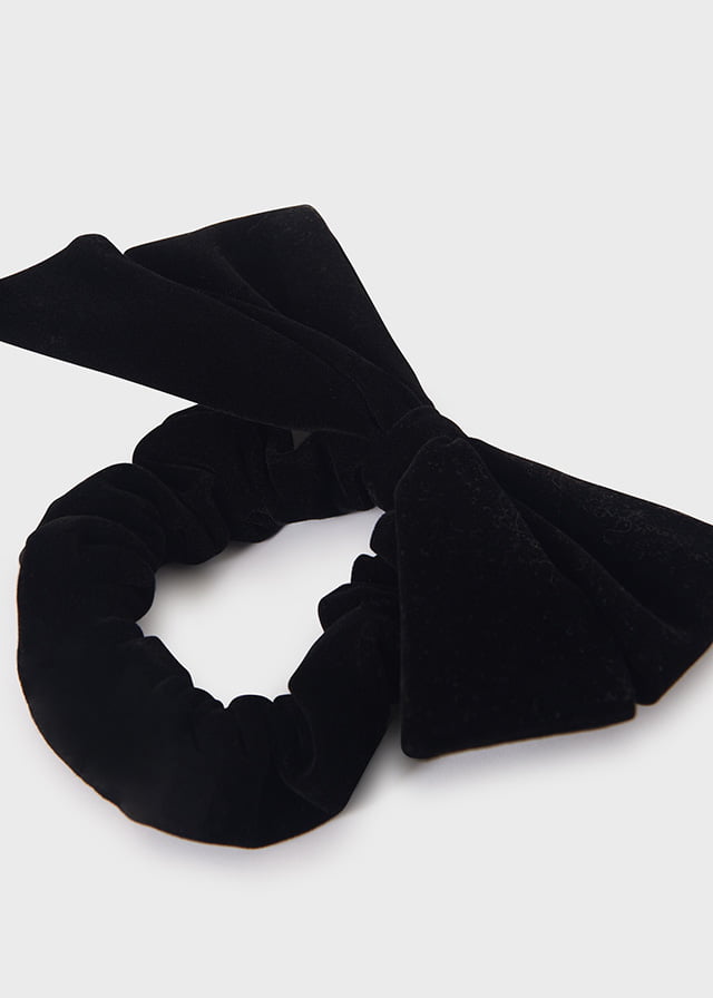 ABEL & LULA Zamatová gumička s mašľou do vlasov čierna Velvet scrunchie black 5981 | Welcomebaby.sk