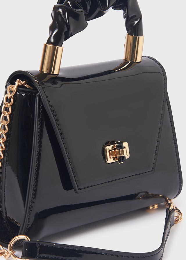 ABEL & LULA Dievčenská elegantná lesklá kabelka čierna Patent leather bag black 5992 | Welcomebaby.sk