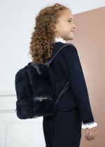 ABEL & LULA Dievčenský kožušinový ruksak tmavomodrý Faux fur backpack navy 5995 | Welcomebaby.sk